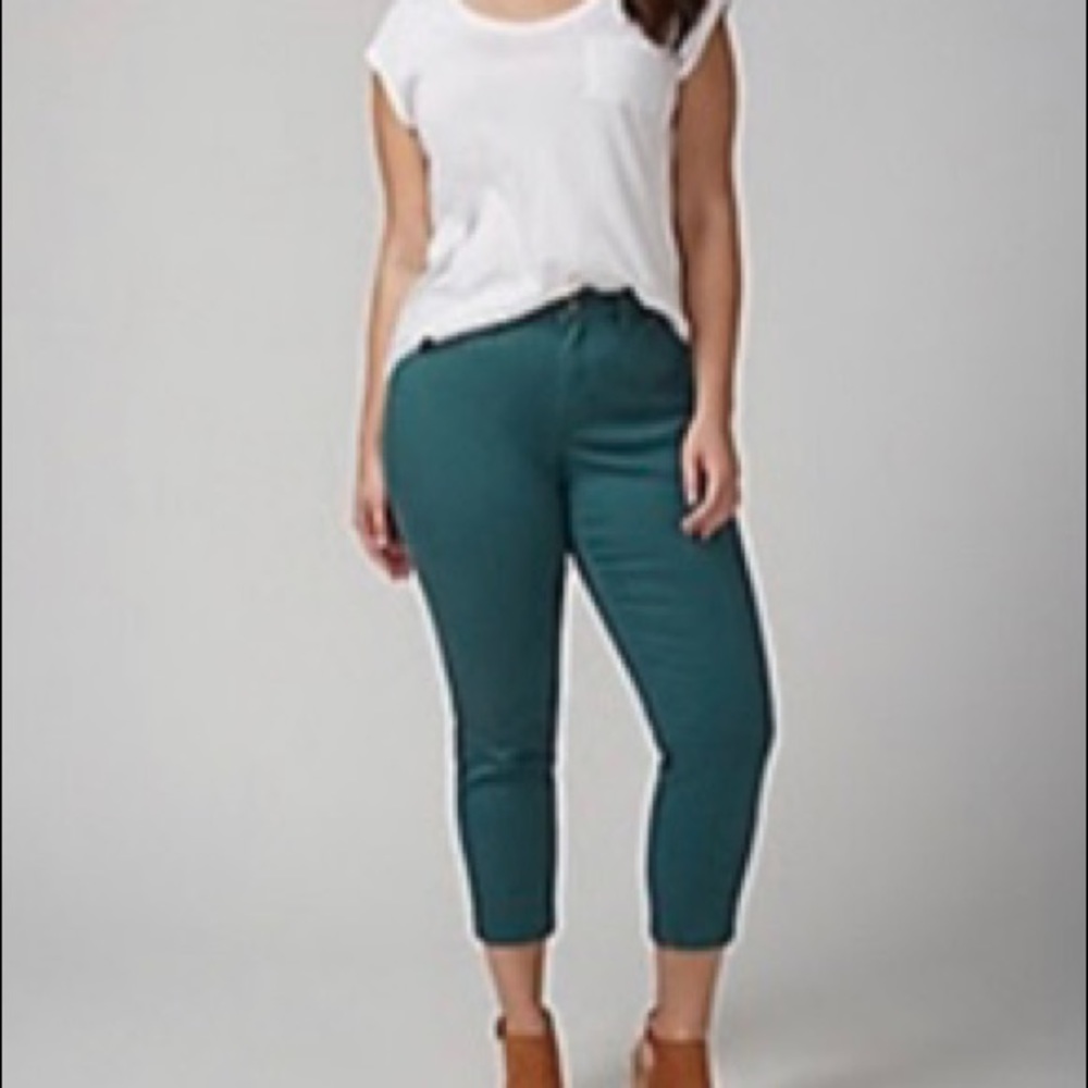 NWT Lane Bryant capri dark teal jeans sz14
